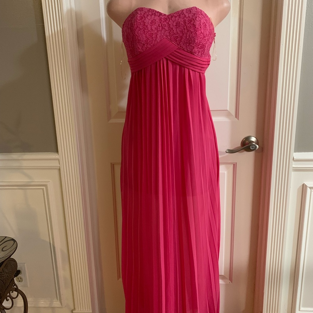 COPY - Women’s junior pink strapless pleated high- low maxi lace top dress size… - Picture 6 of 12